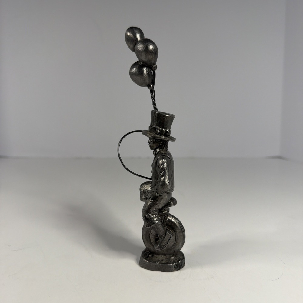 Ricker Signed Metal Art Figurine Juggler on Unicycle Holding Balloons 18056 - Picture 5 of 6
